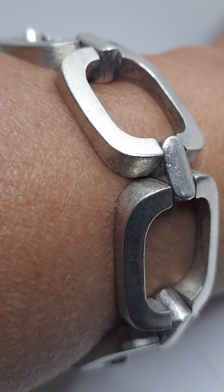 Beautiful vintage stamped silver 925 bracelet, solid last 64 grams square links