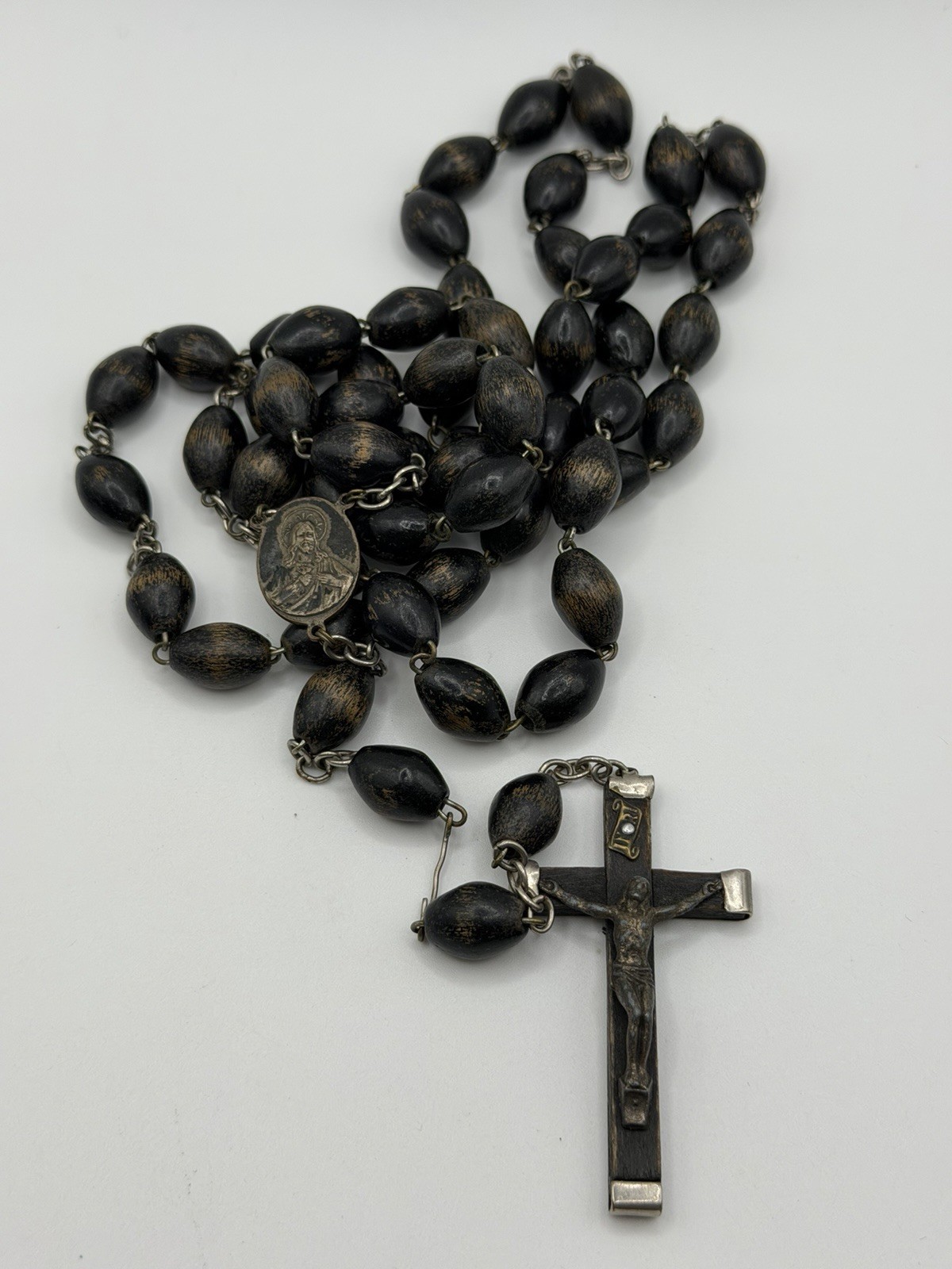 VINTAGE ITALY SILVER WOOD TYPE ROSERY ESTATE JEWELRY
