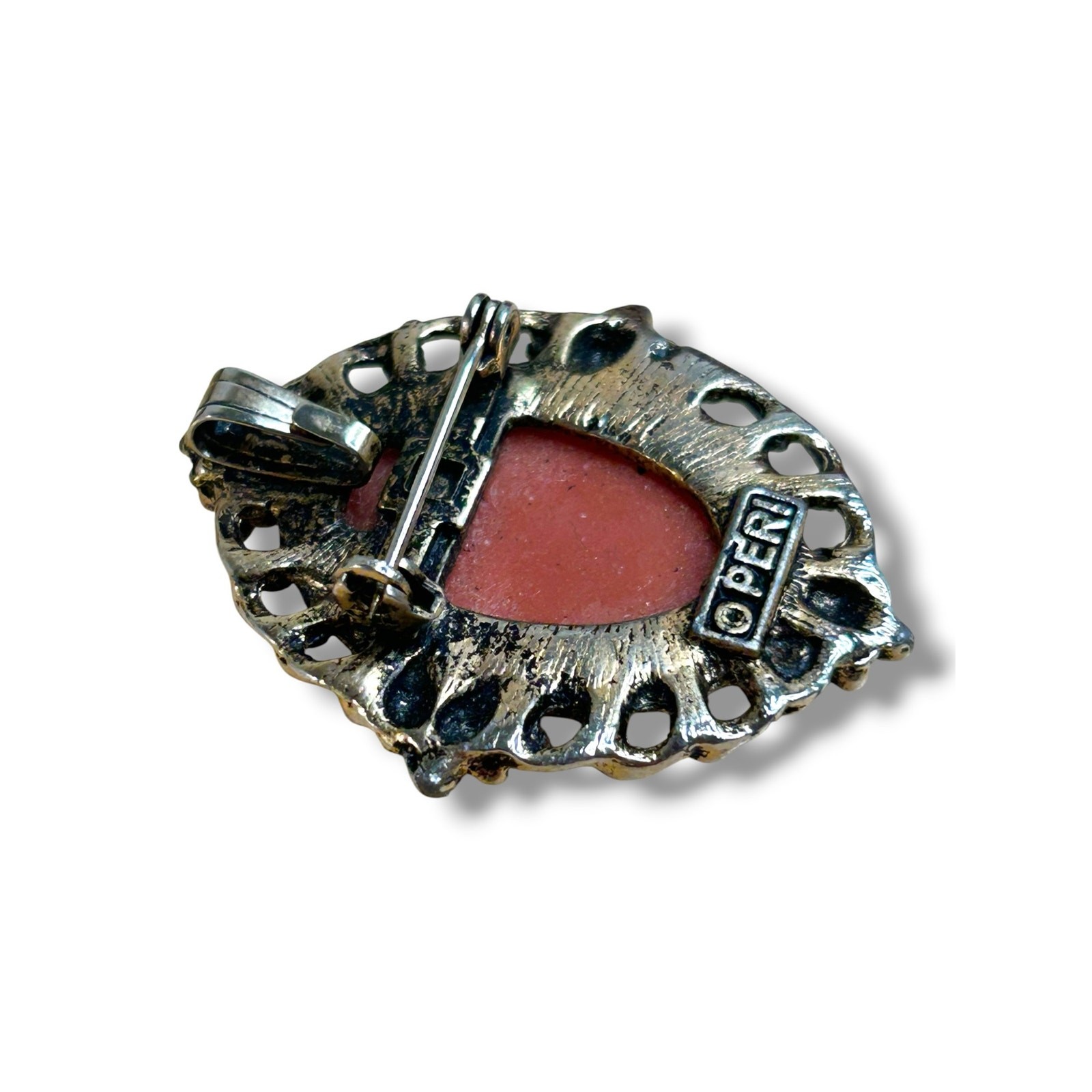 Vintage Peri Cameo with Filigree Border Brooch with Pendant Bail Victorian Rev
