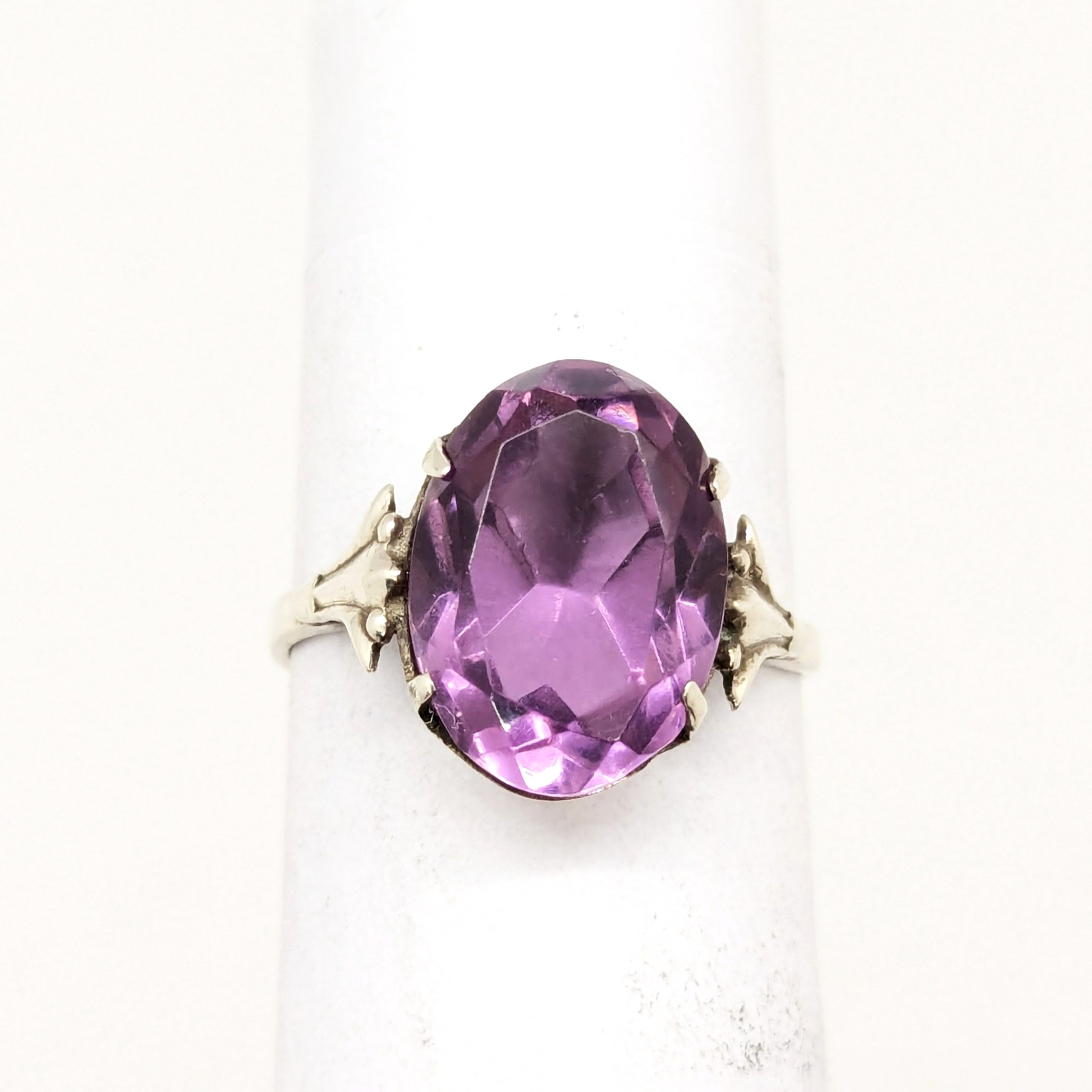 Vintage Soviet RING Silver⭐️875 Star stamp with Amethyst -size: 7US (17mm) | #73