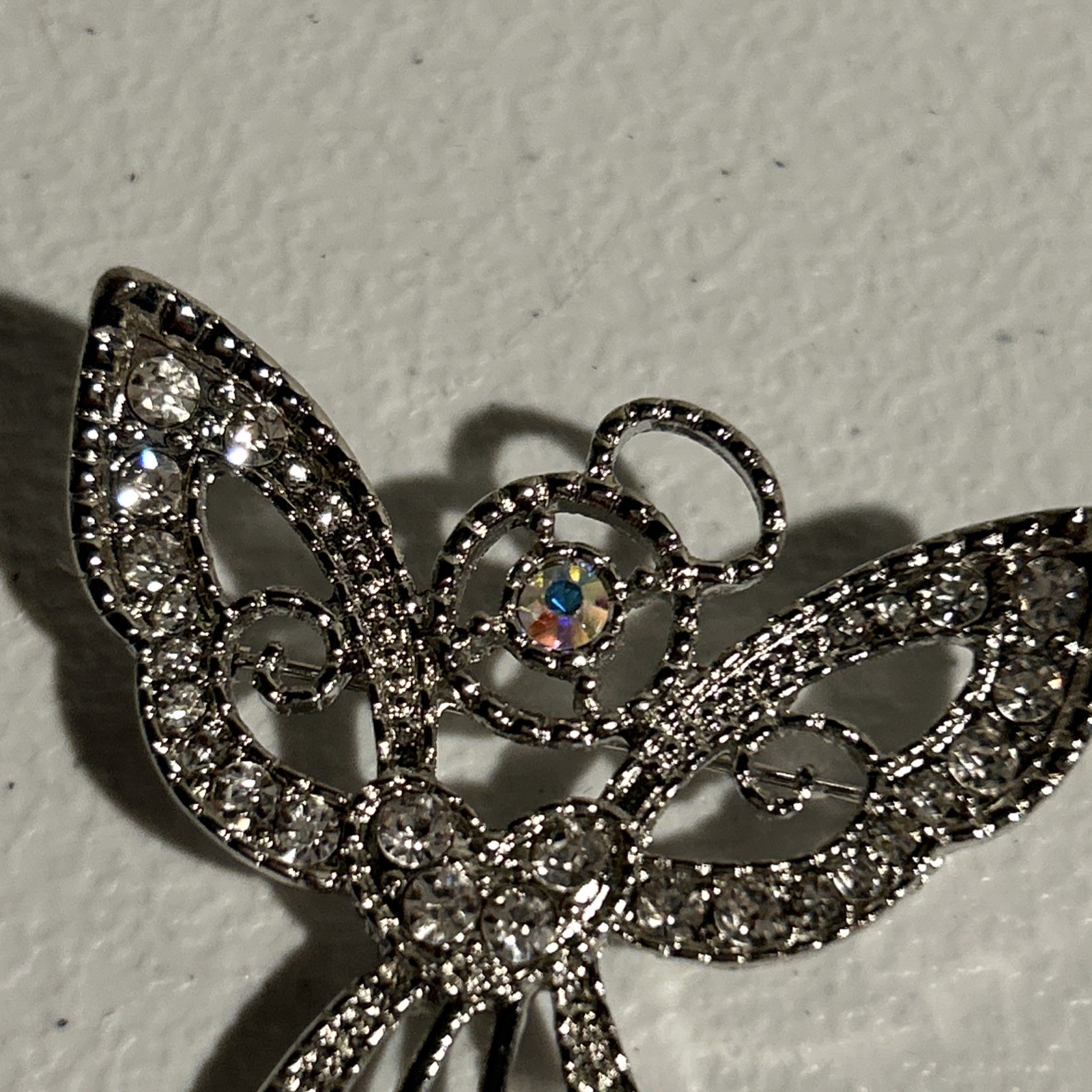 Angel Crystal Brooch Silver approximately 2 1/2” X 2”