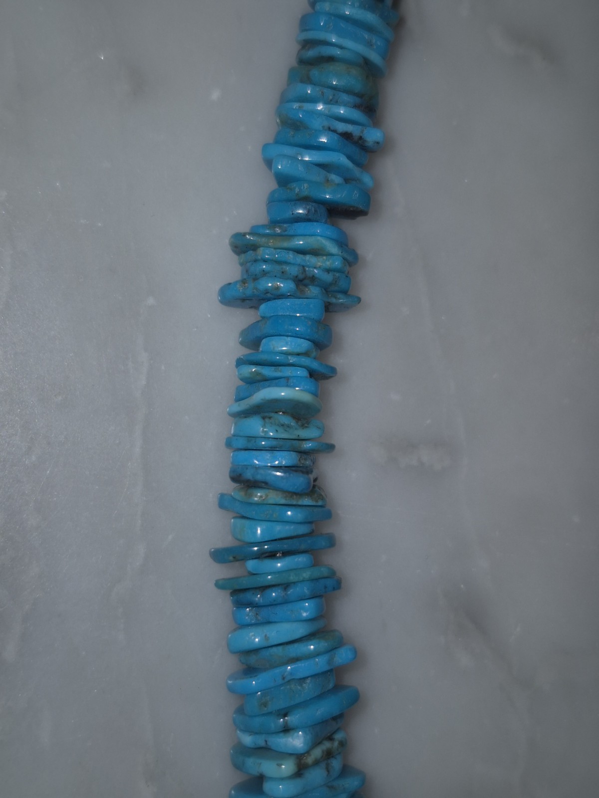 Vintage Turquoise Chip Necklace 925 Sterling Silver Cones Hook Clasp 50g