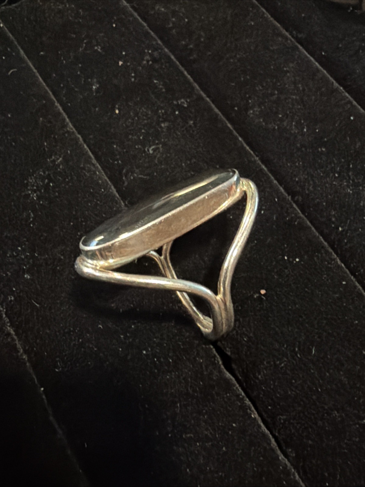 VINTAGE STERLING SILVER MEXICO ATI 925 LARGE BLACK ONYX RING NICE