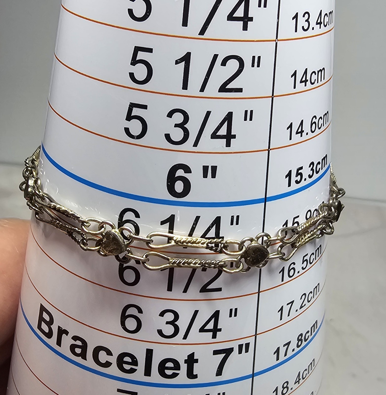 Vintage Sterling Silver Heart Station Bracelet 925 Double Link Twisted Bar Chain