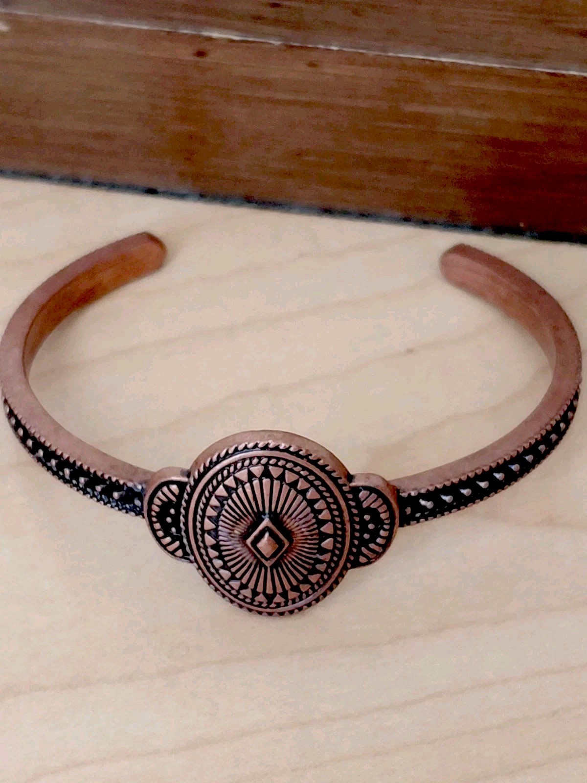 Intricate Copper Cuff Bracelet- Fits Wrist Size 7