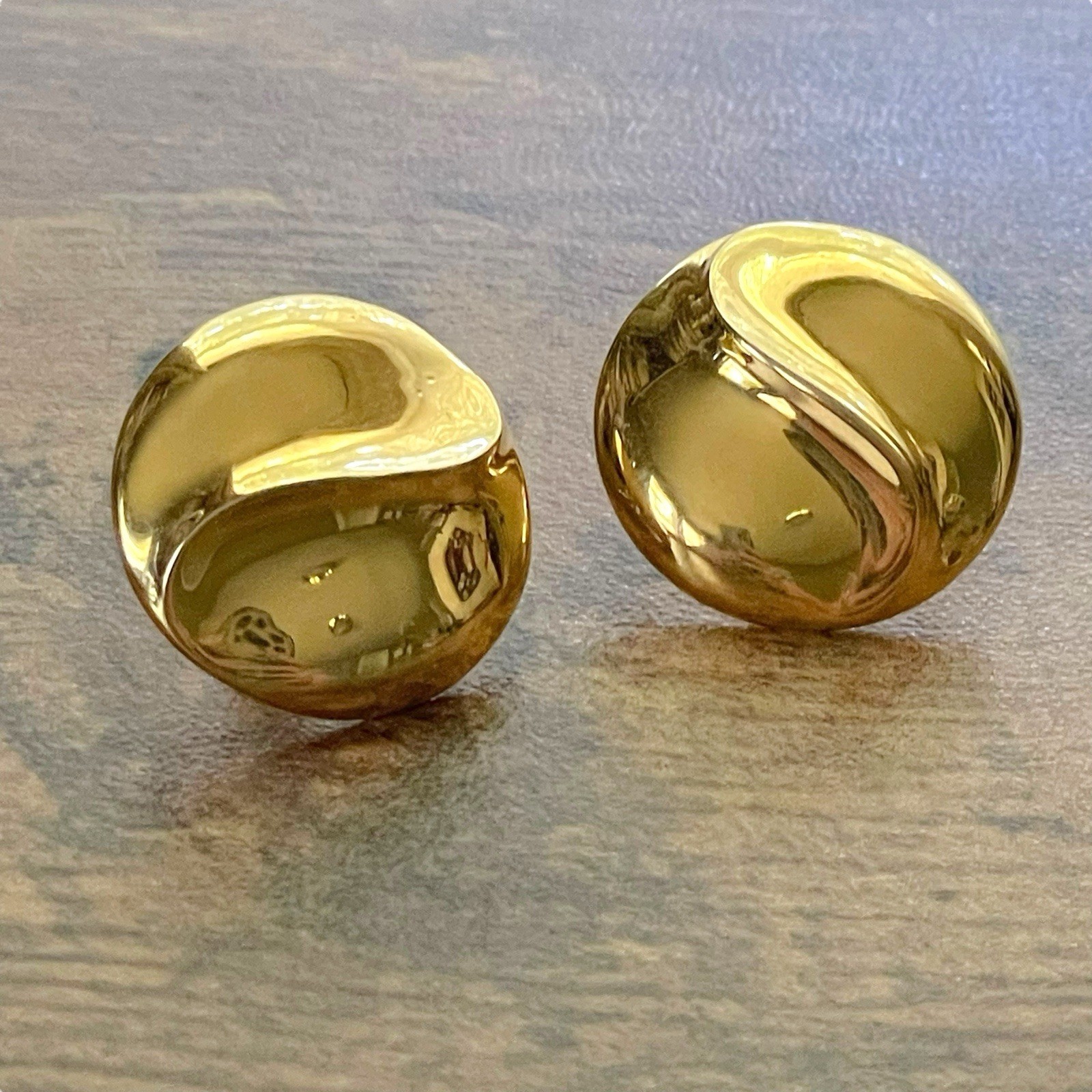 Vintage 1980s Trifari Earrings Gold Tone Swirl Button Post Back Signed Old Money