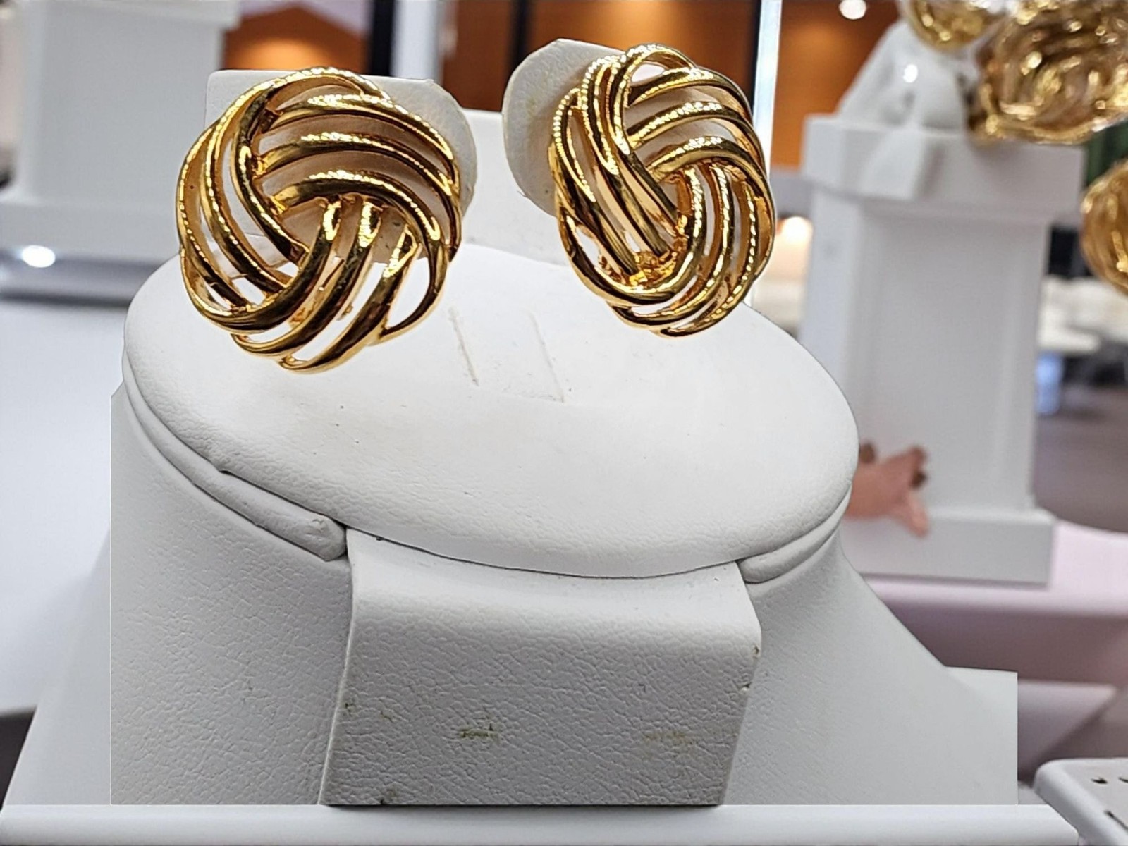 Vintage Napier Gold Tone Love Knot Screw Back Earrings 1950s Mid Century Signed