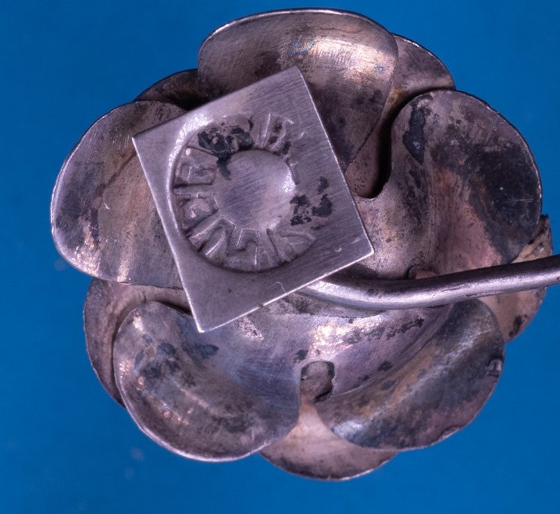 Vintage Floral Bouquet Brooch Pin Sterling Silver Tone 2.75″ Handcrafted Design