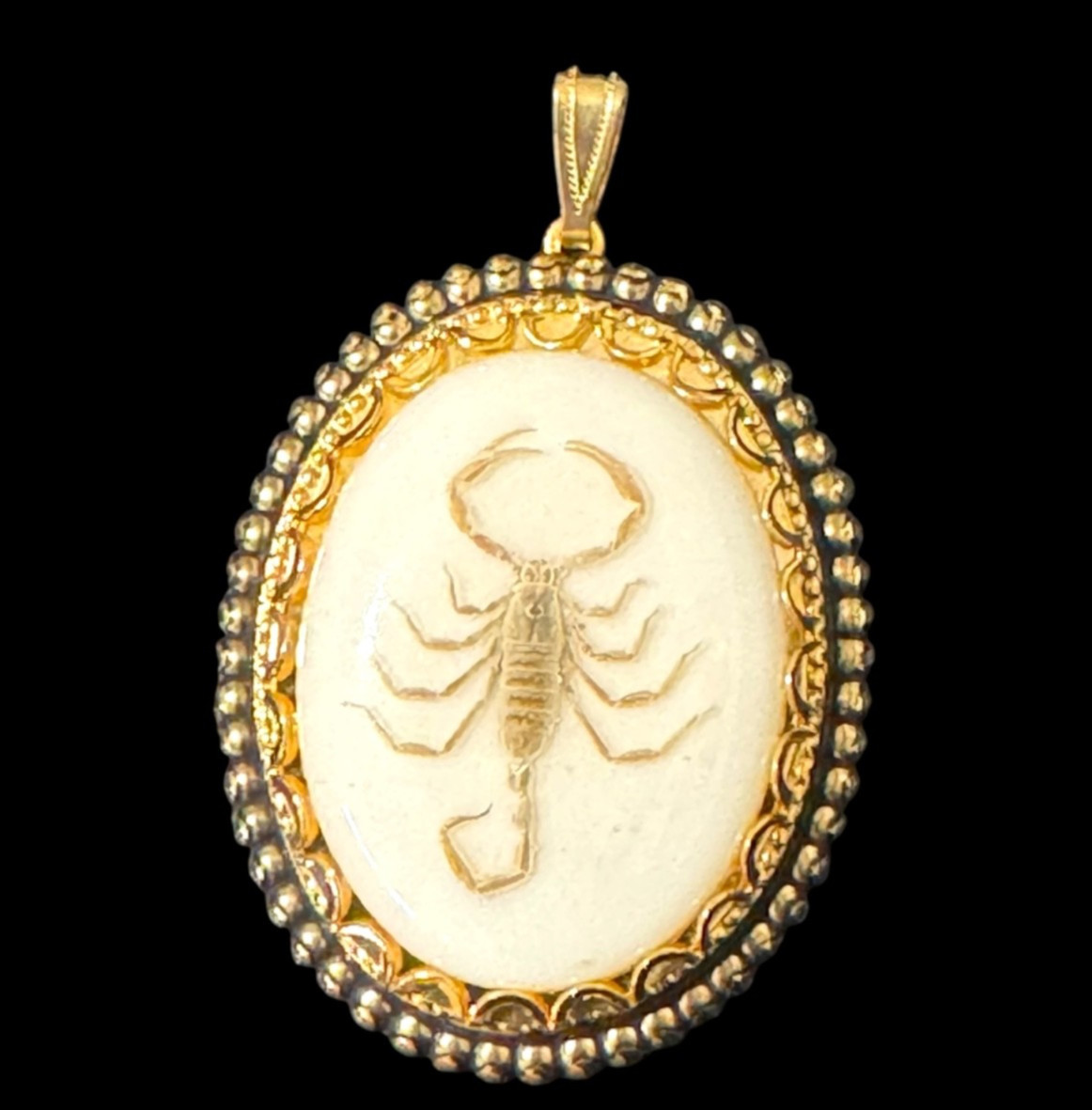 Vintage Real Scorpion Pendant Chunky Oval Scorpio Witchy Punk Goth Arachnid