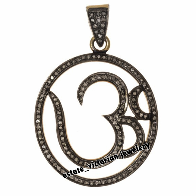 1.24ctw Genuine Old Mine Rose Cut Diamond Vintage Silver Lord OM Pendant Jewelry
