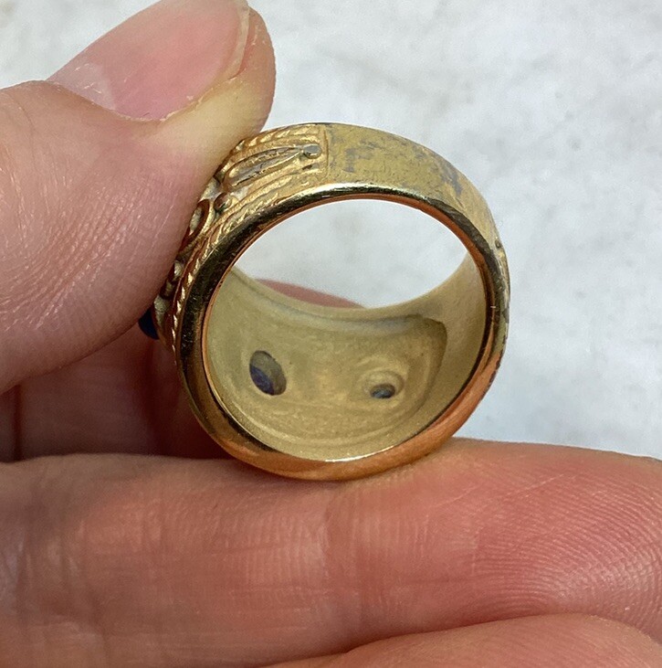 Vintage Gold Plated Byzantine Greek Faux Ruby Sapphire Peridot Ring Size 7