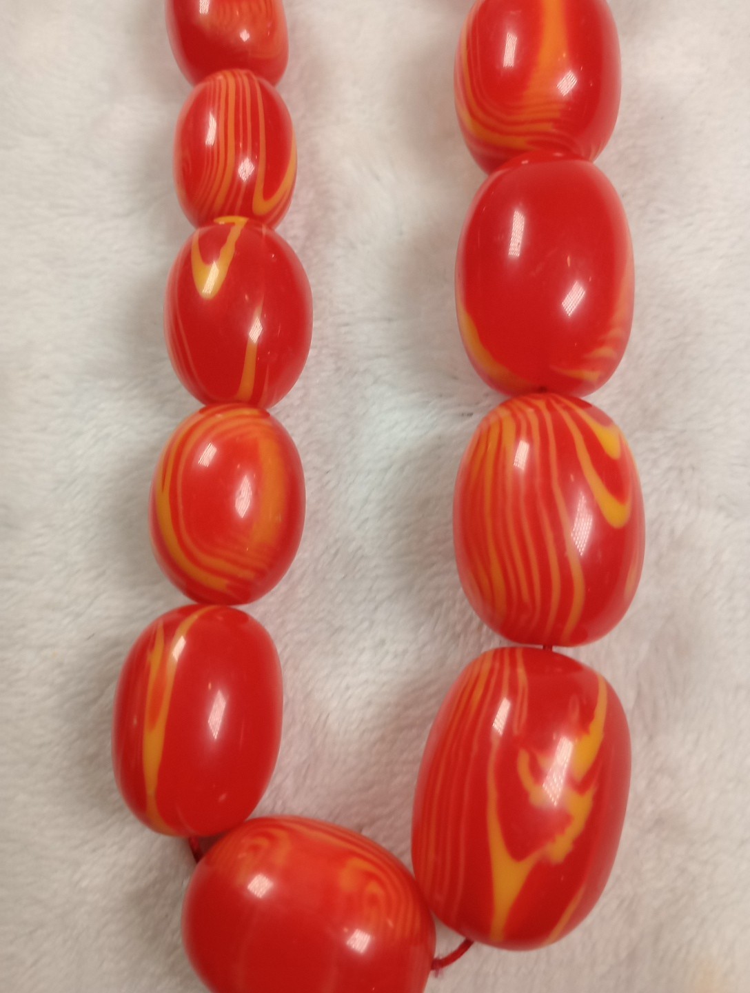 Vintage Orange Swirl Acrylic Beaded Necklace Mod Retro Statement