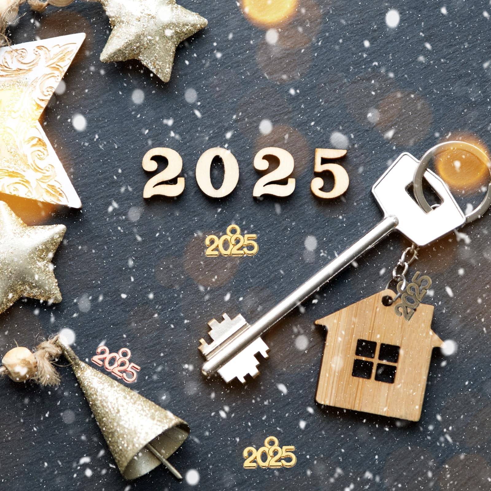 MECCANIXITY 40pcs 2025 Graduation Year 14mm x 9mm/0.55 x 0.35 inch(L*W), Gold