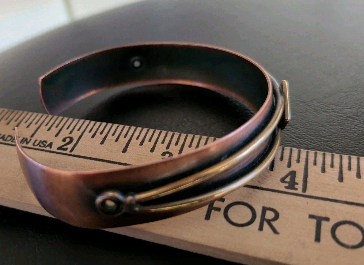 2 Vintage Genuine Copper Cuff Bracelet Different Styles, Braided, Marked, Stylis