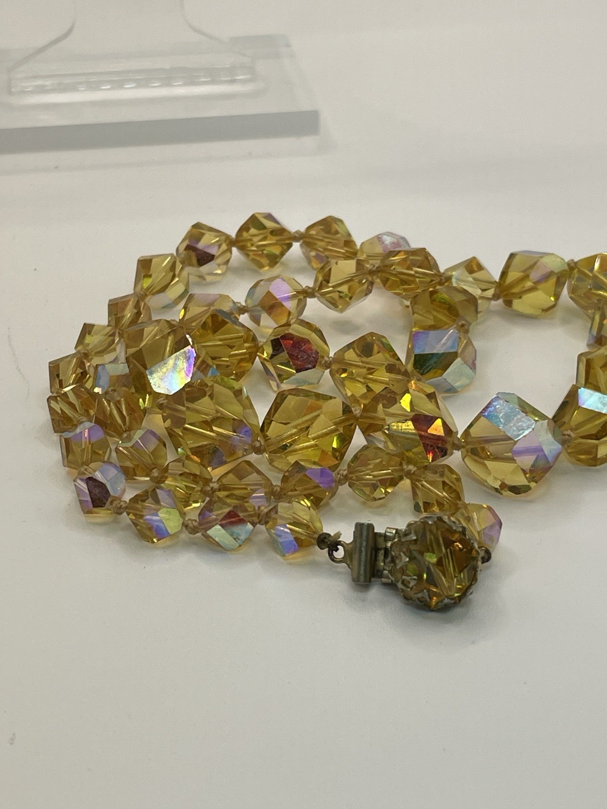 Vintage Vogue Honey Amber Faceted Czech Glass Necklace And Earring Demi- Parure