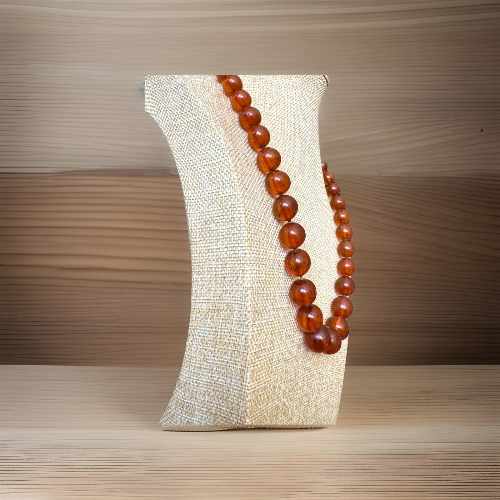 Vintage,Graduated & Knotted Cognac Color Baltic Amber Necklace 24”inch & 64grams
