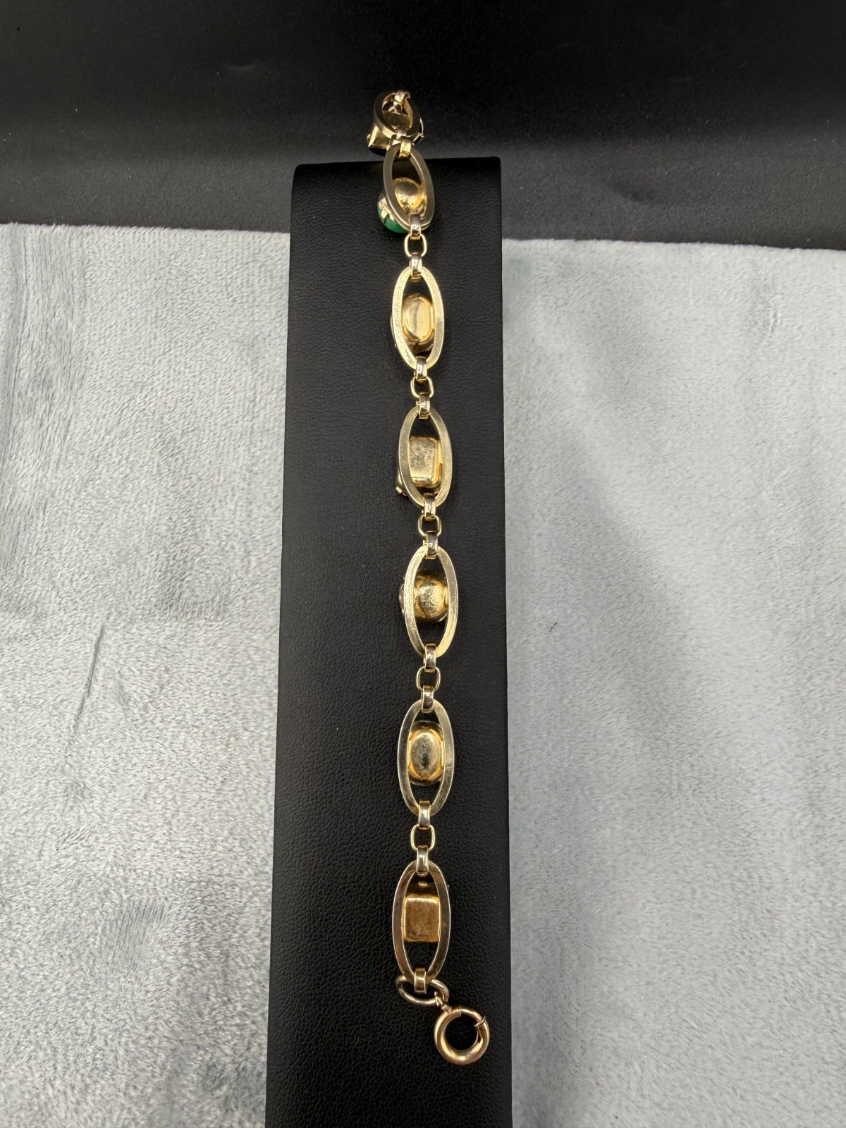Vintage Tennis Bracelet Blue Pink Green Red Stone Gold Tone 7″