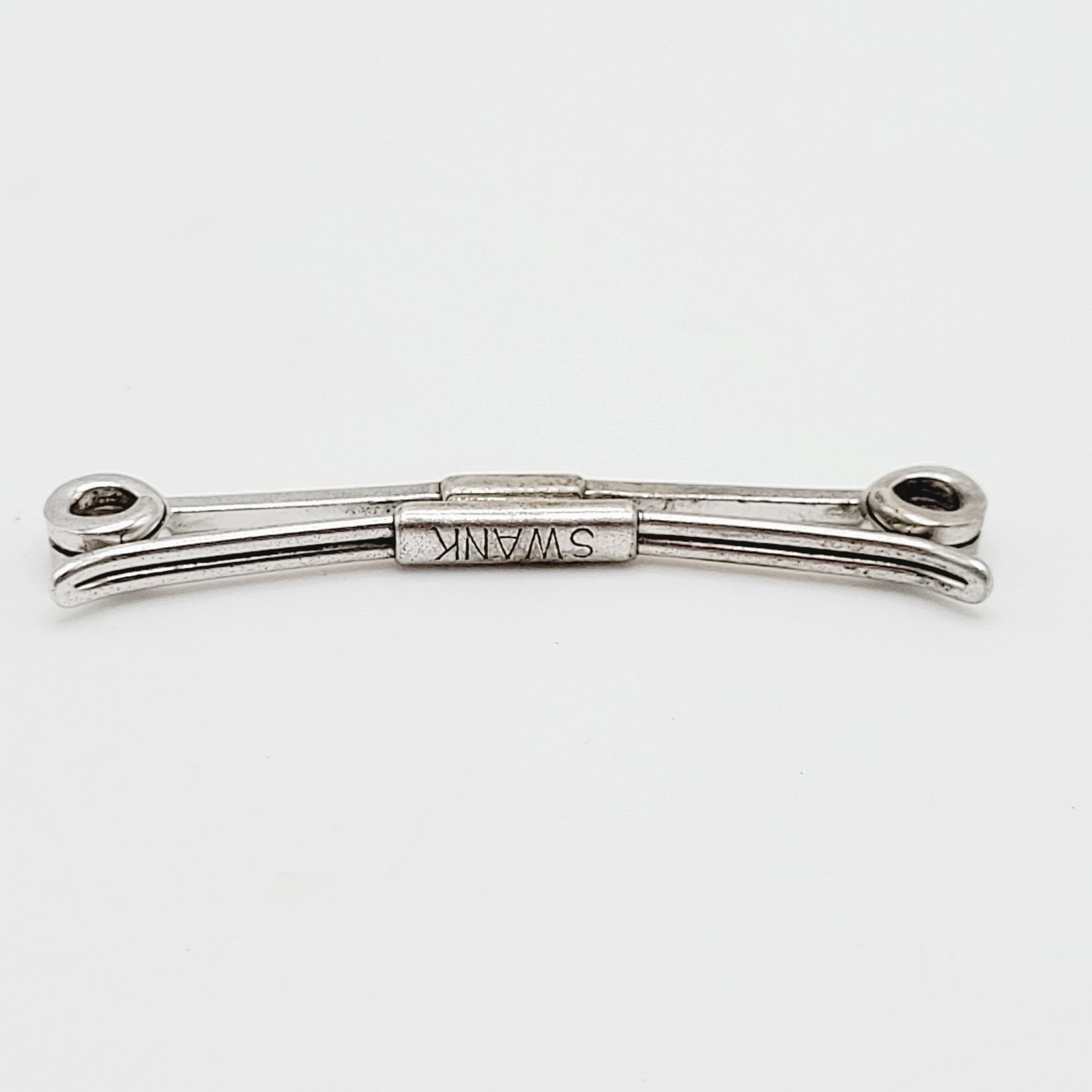 Swank 1930s Sterling Silver Collar Bar Stay Clip Patent 75818 Curved Flex Design