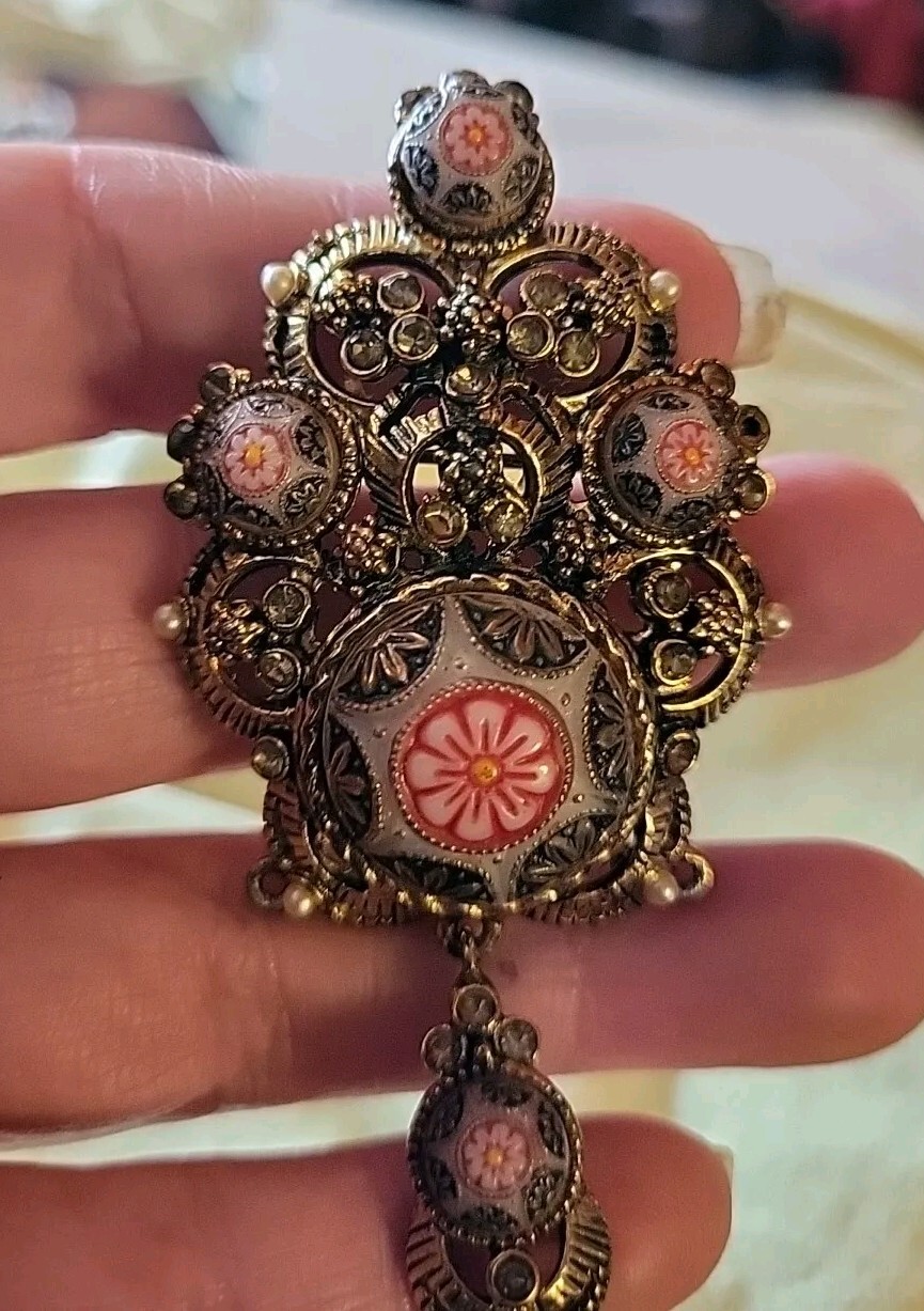 JULIANA DeLizza and Elster MOROCCAN MATRIX Vintage Dangle Pin Brooch Pendant