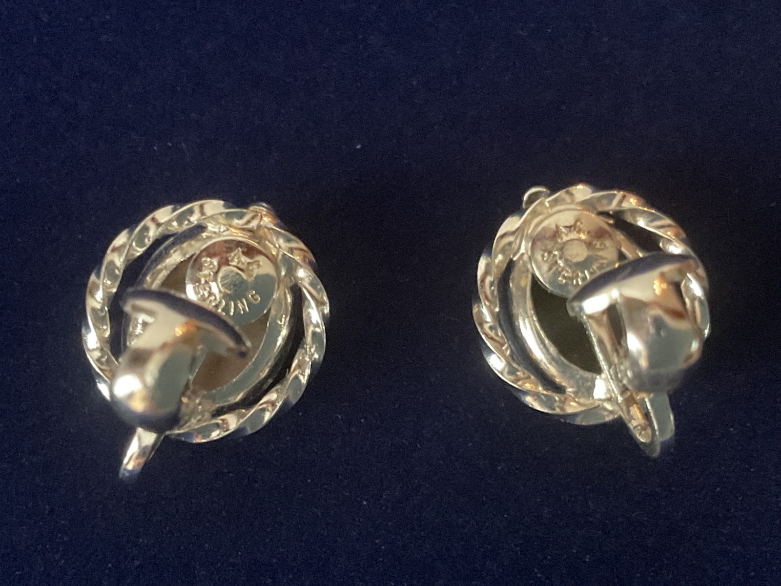 VTG MCM 1950’s Alice Caviness AC Sterling Cameo Silhouette Pair of Clip Earrings