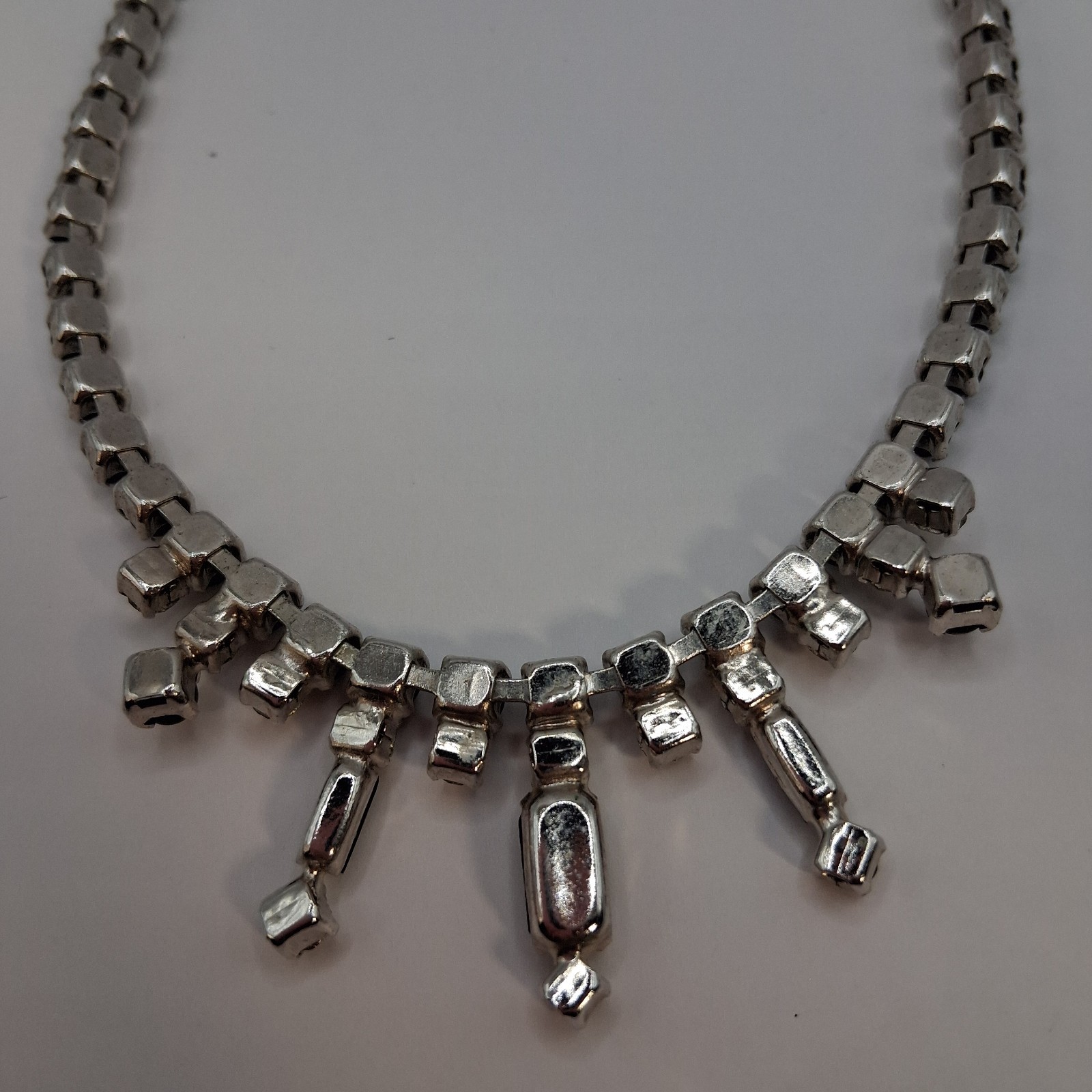 Vintage Black & Clear Rhinestone Tapered Bib Silver Tone Choker – Glam Prom