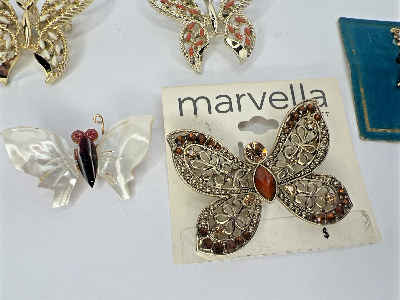 Vintage Butterfly Brooch Lot Signed Gerry’s Money Marvella Mother of Pearl READ