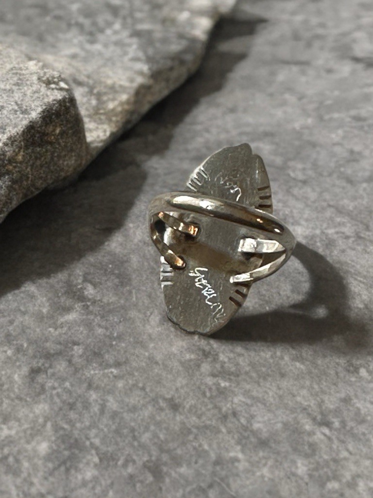 VINTAGE STERLING SILVER PAUA SHELL RING SIZE 7