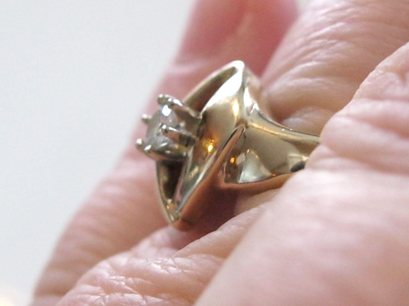 VINTAGE MOD RETRO DIAMOND ENGAGEMENT PROMISE EVERY DAY RING 14K YELLOW GOLD RING