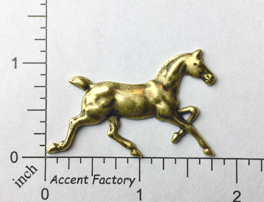 40203 Brass Oxidized Large Running Horse Jewelry Finding