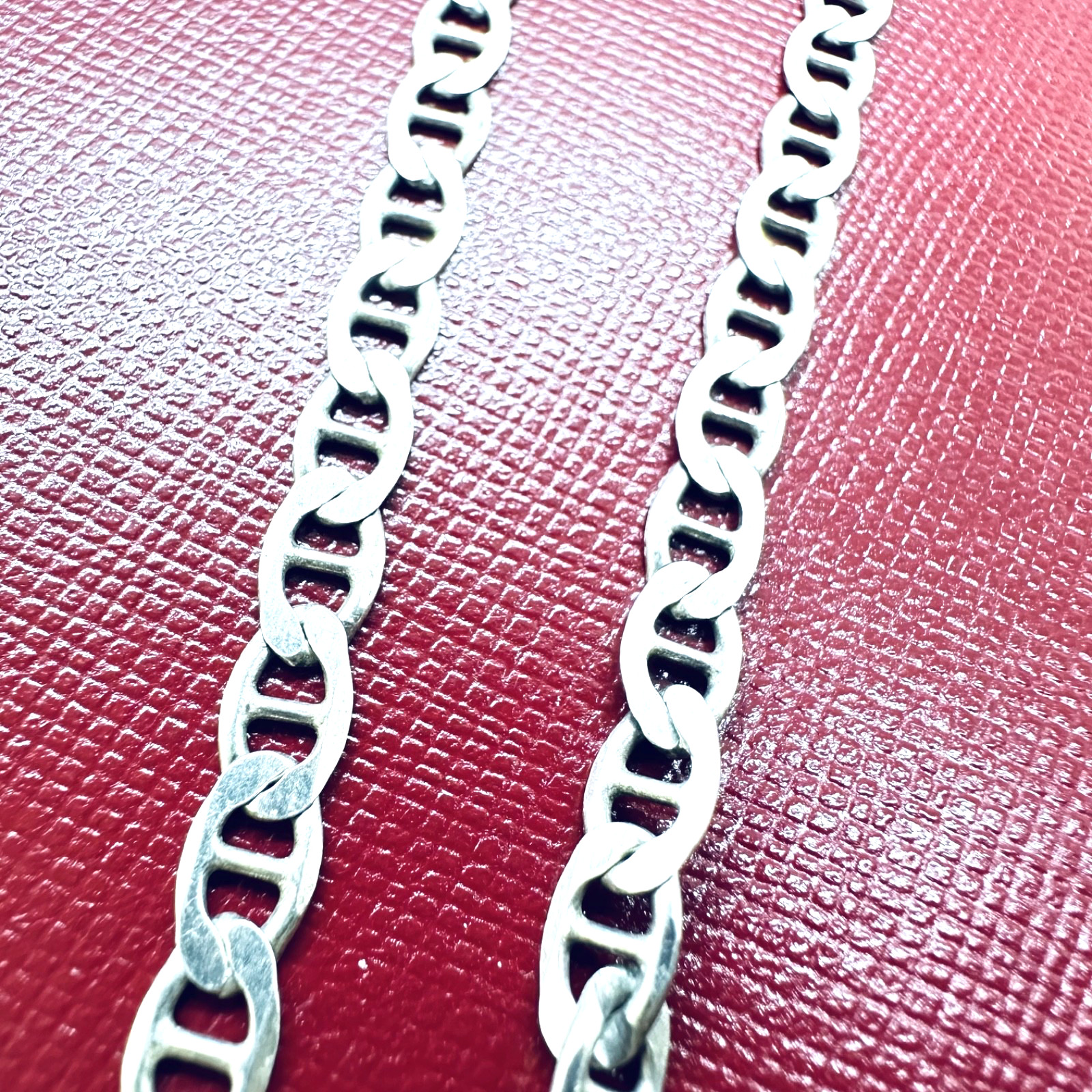 VINTAGE 925 STERLING SILVER MARINER LINK CHAIN NECKLACE 20 1/4″