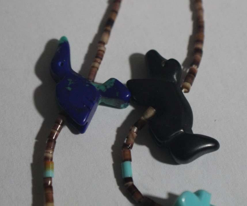 Vintage Carved Stones Multi Color Animals Necklace