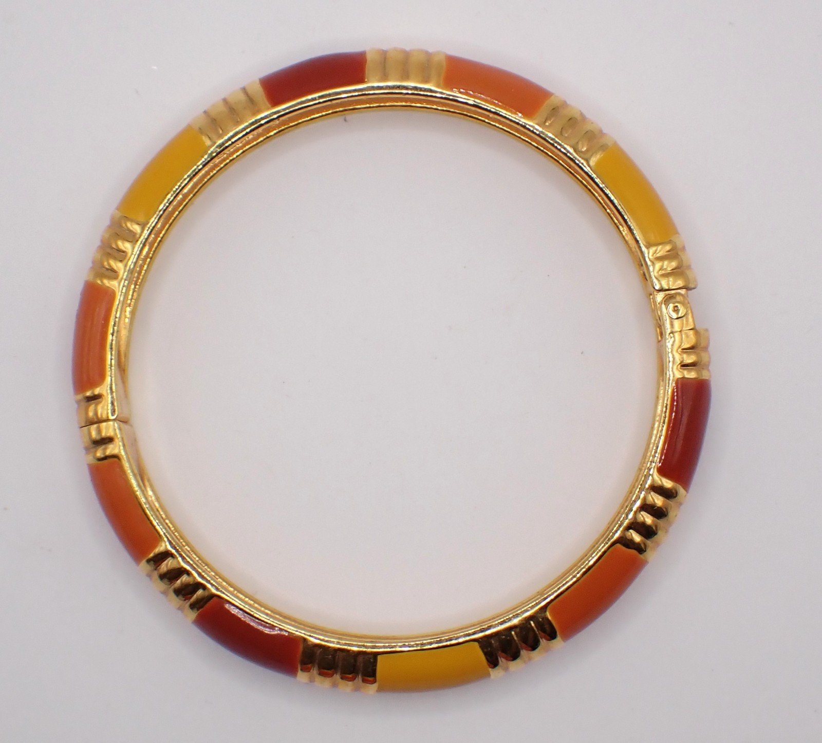 Joan Rivers Hinged Bangle Bracelet, Gold-tone, Fall Colors, Yellow, Rust, Orange