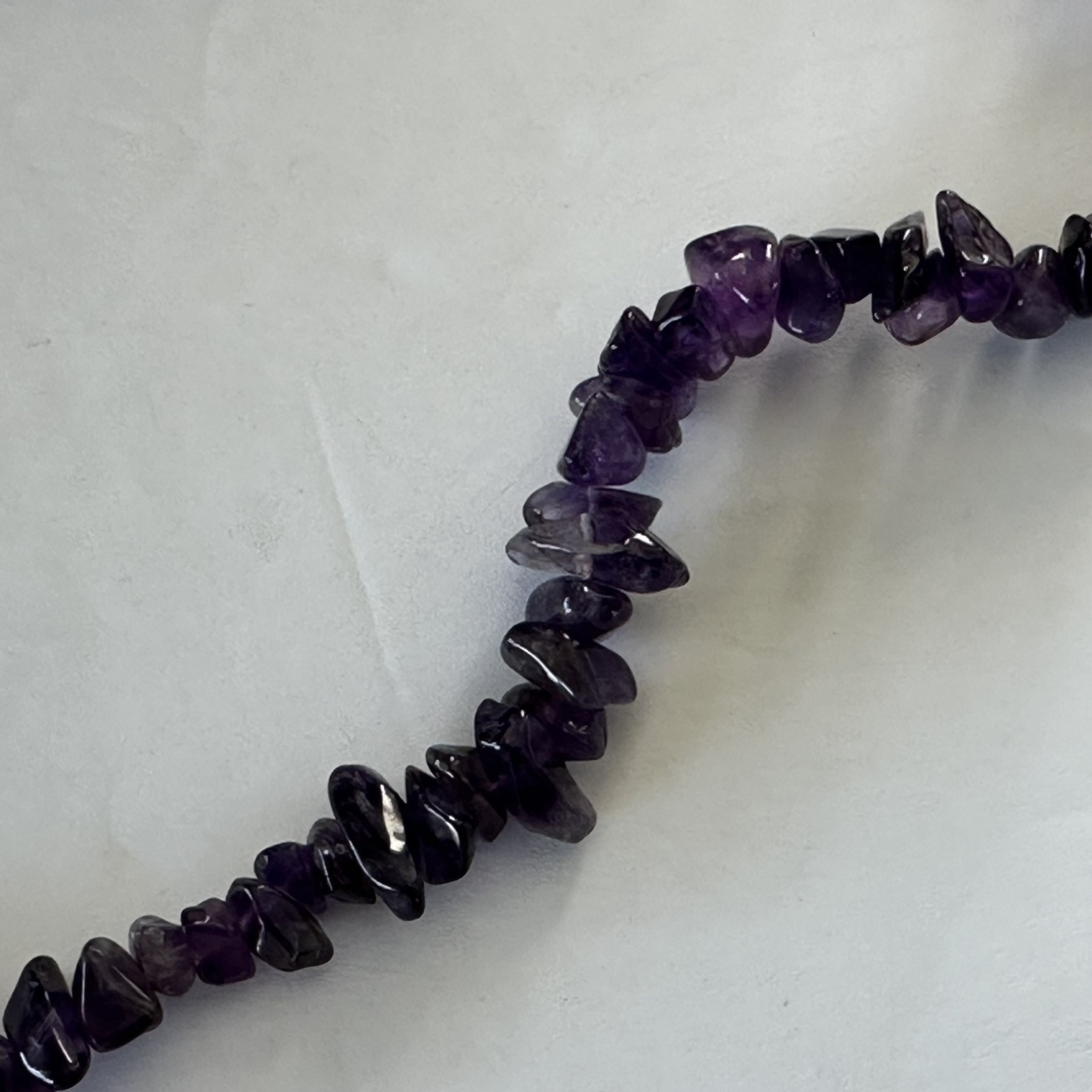 Polished Gem Amethyst Chips 34″ Necklace & Beaded Knotted 18″ Amethyst Necklace