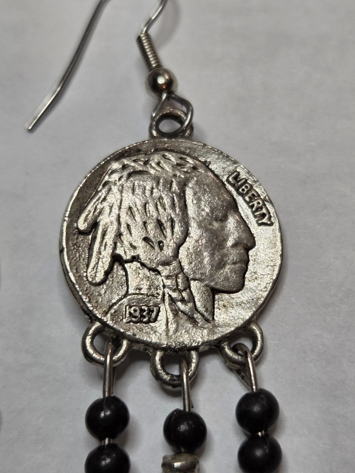 American Coin Treasures Buffalo Nickel Feather Earrings Replica