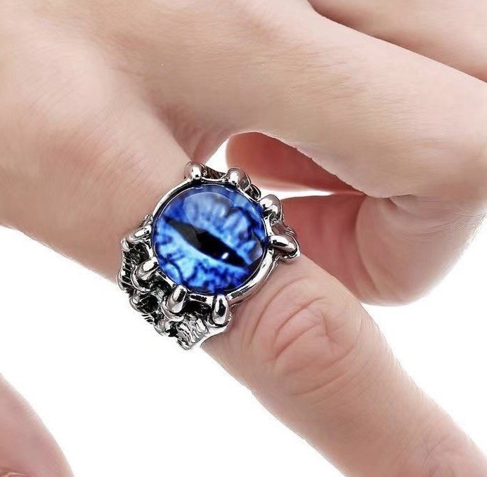Gothic Punk Devil Evil Eye Dragon Eagle Claw Decorative Eyeball Adjustable Ring