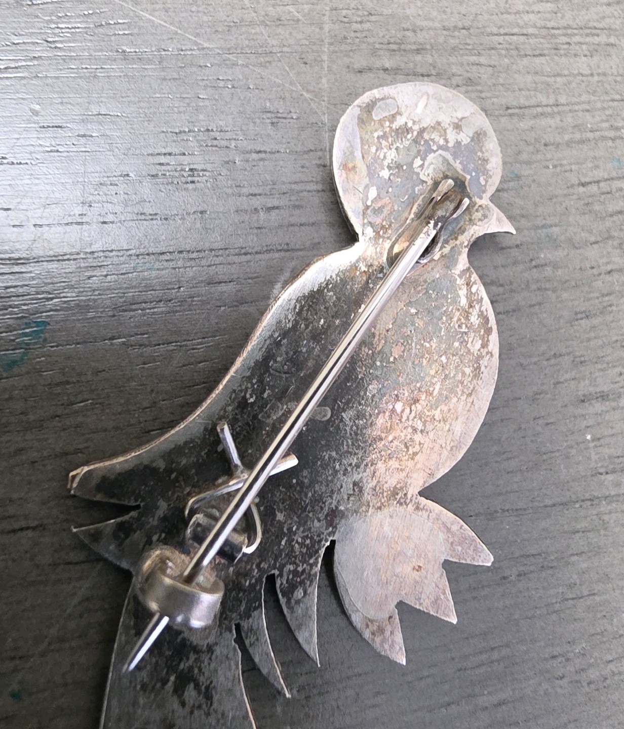 Vintage Quetzal Bird Pin Silver 900 Coin Silver Rose/brass Accents Guatemala