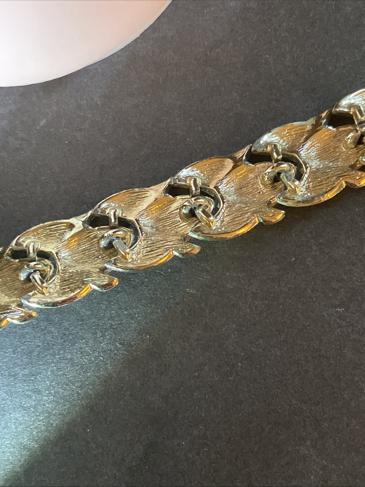 Vintage CORO Signed 1950’s Textured And Solid Gold Tone Panel Bracelet 7”