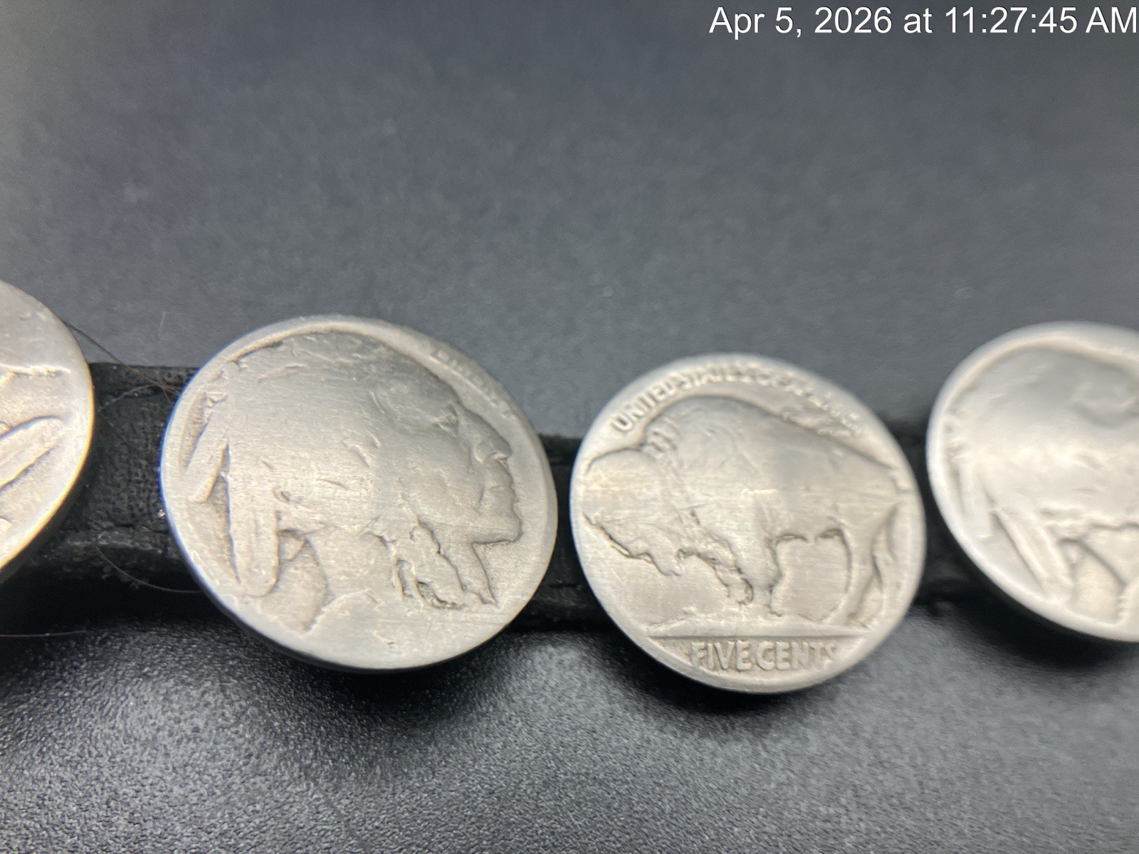 Vintage Leather Navajo Buffalo Nickel Coin Bracelet Native American Style