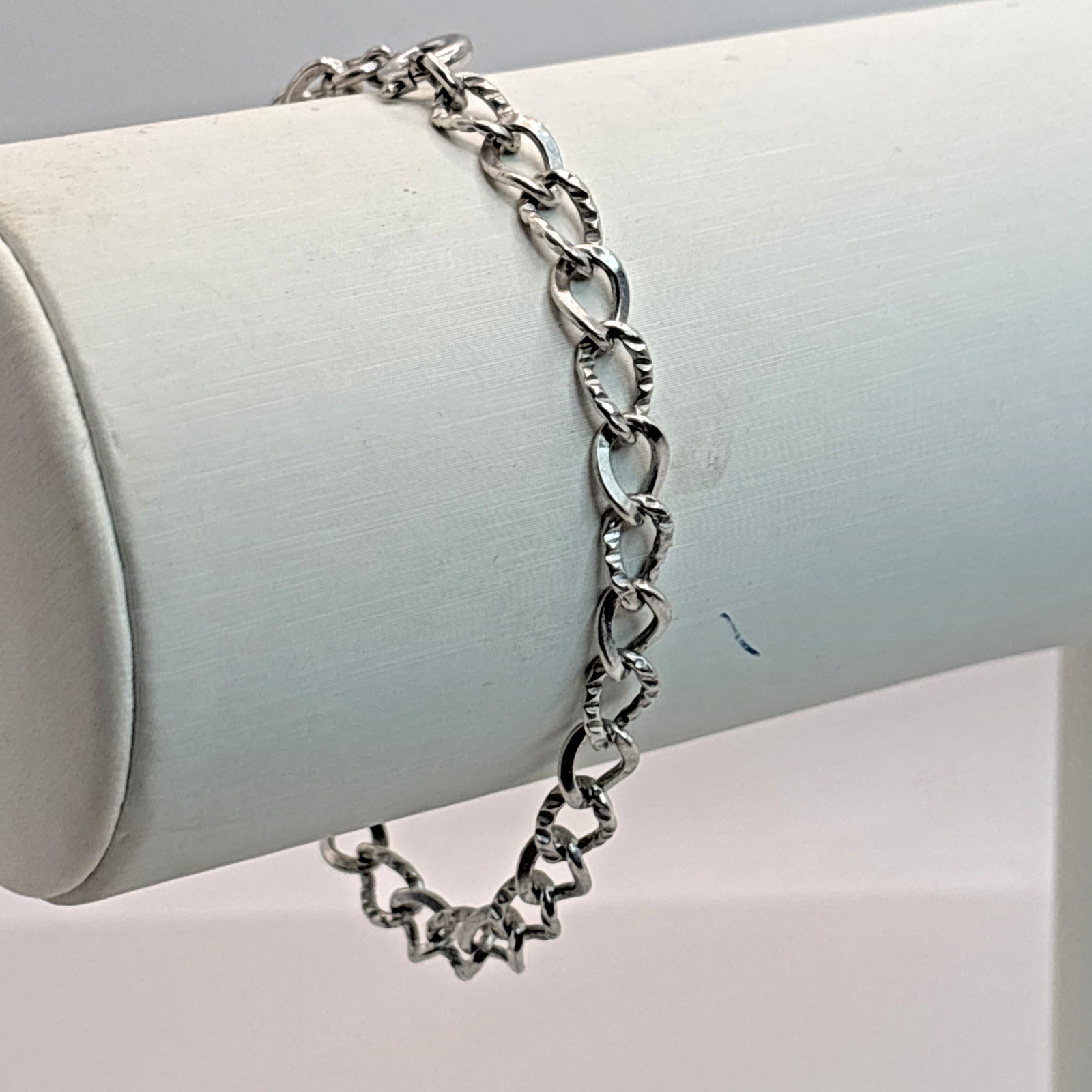 Vintage .925 Sterling Silver 5.5mm Link Chain 7.5″ Starter Charm Bracelet