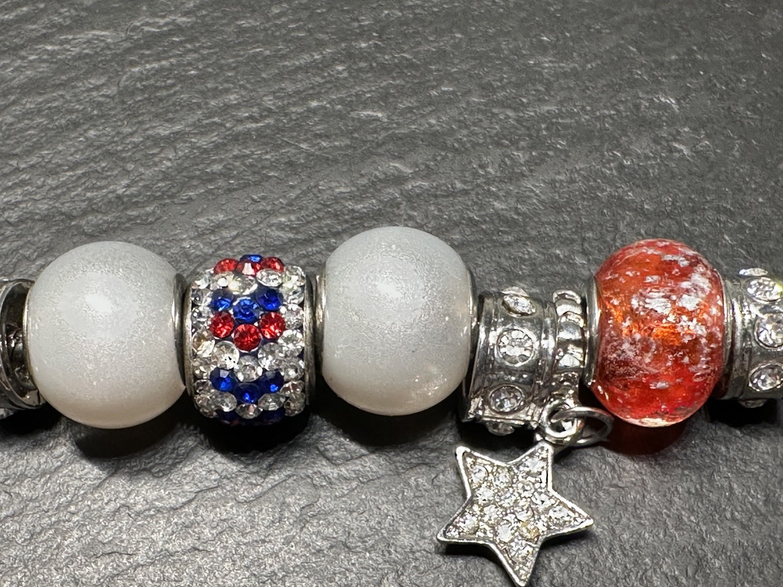 THREE DIFFERENT VINTAGE PATRIOTIC RED WHITE BLUE BRACELETS H901