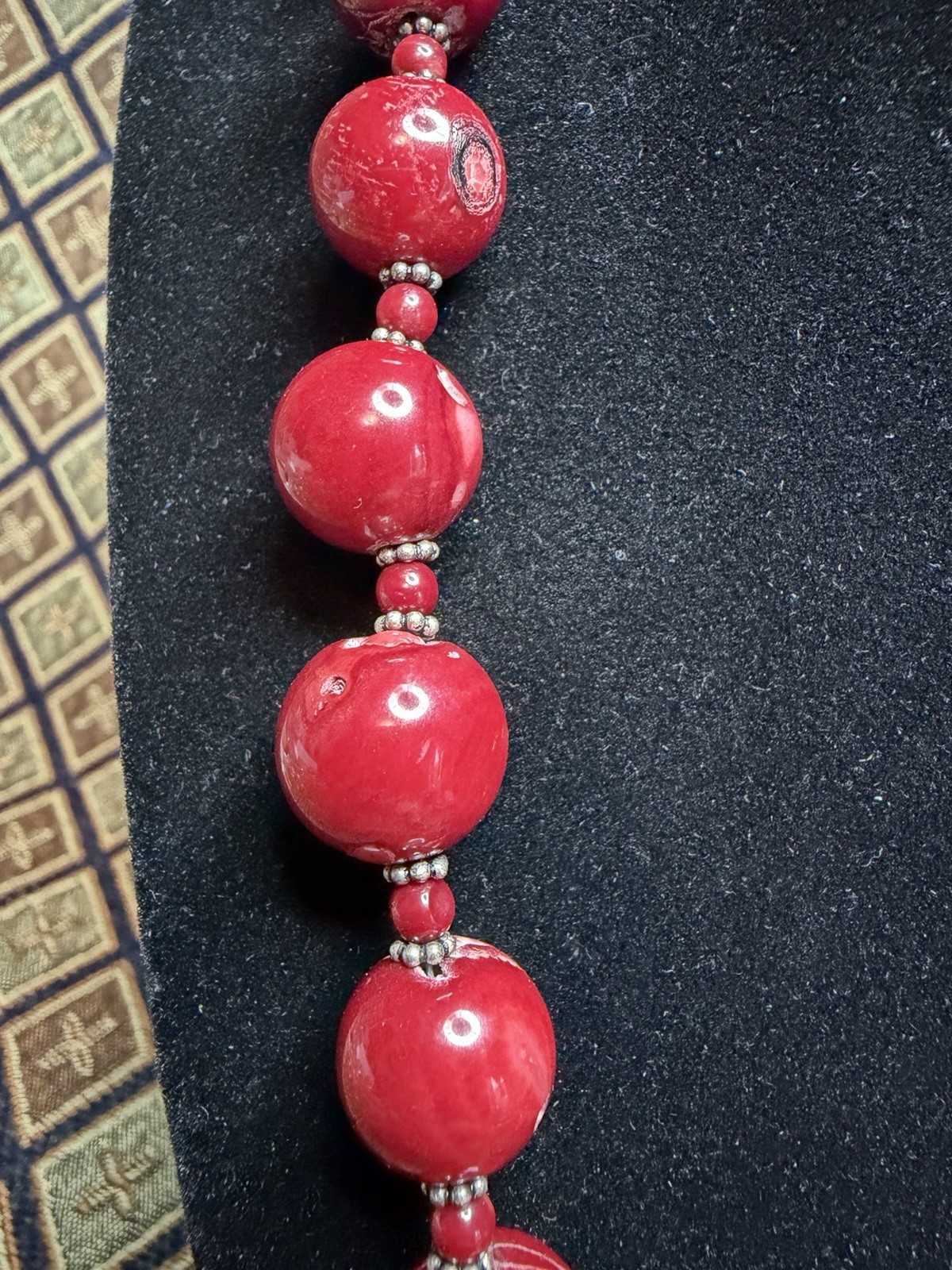 Vintage Red Sea Bamboo Coral Bead Strand Statement Necklace 20.5”