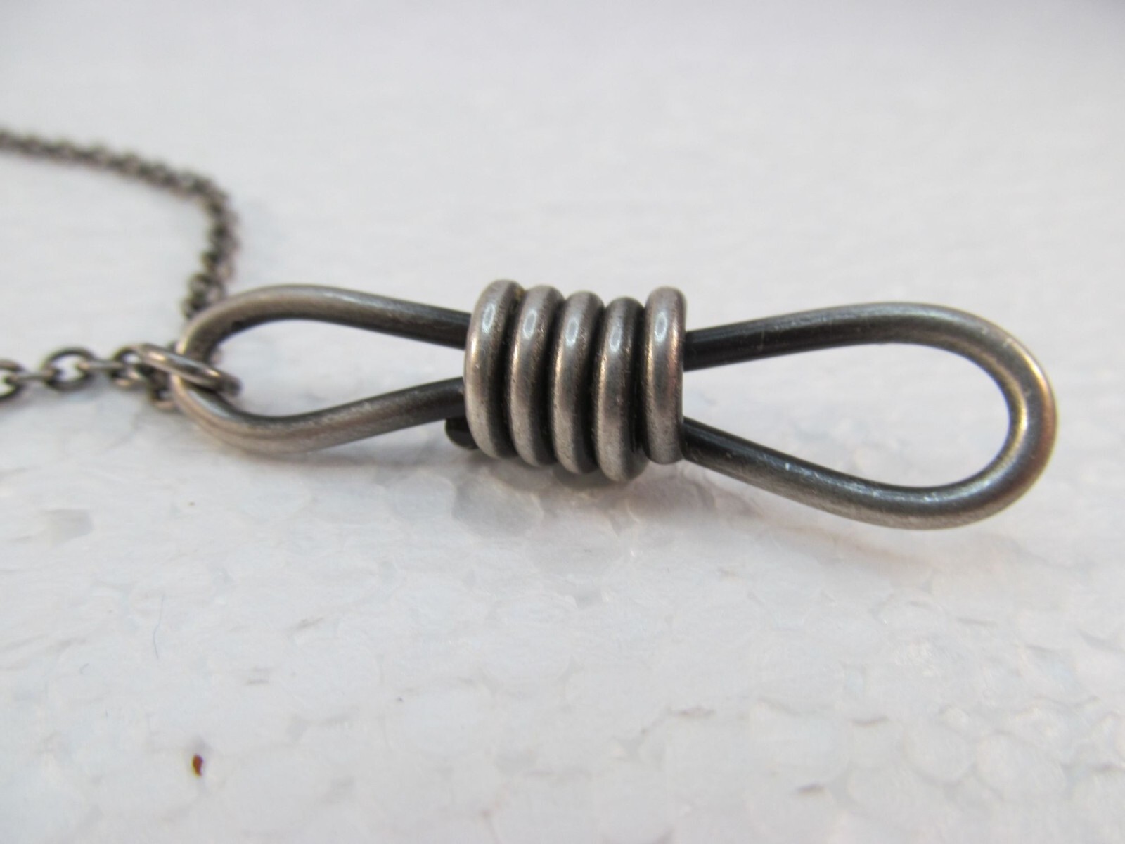 Unisex Vintage Pewter Knotted Rope Pendant Necklace