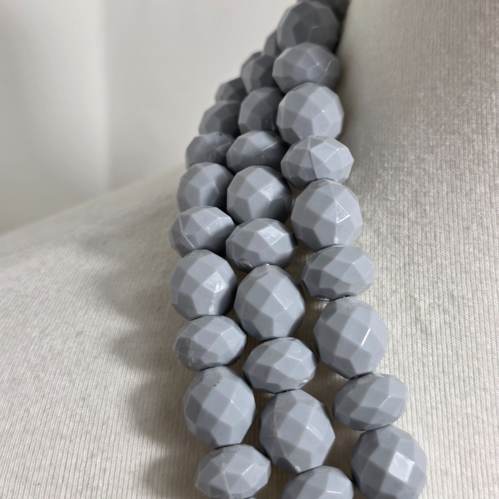 Sugarfix by BaubleBar Triple Strand Statement Necklace Gray Faceted Beads
