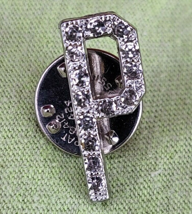 Vintage Letter “P” Rhinestone Brooch Pin Silver Tone 3/4″ Tall