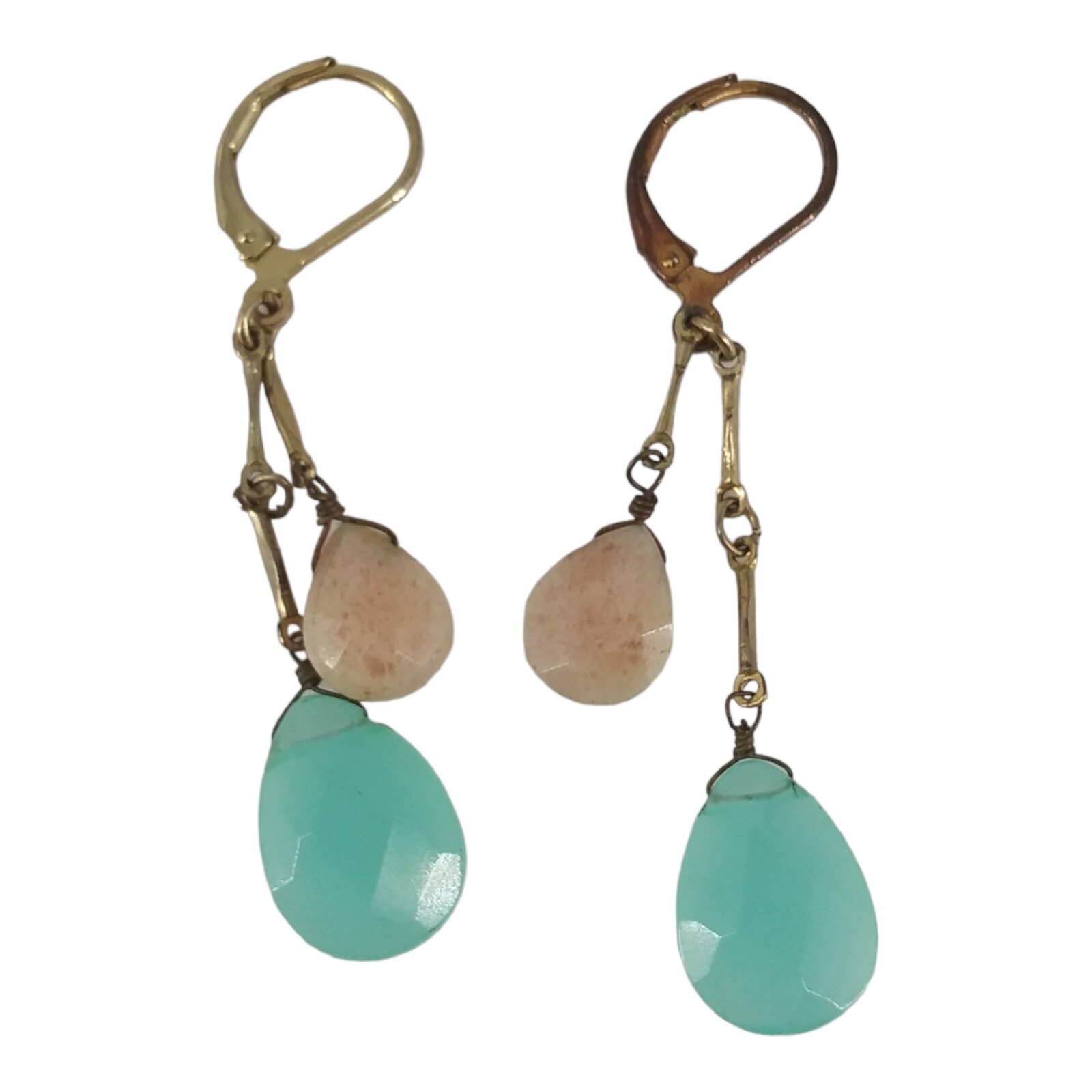 Pink Blue Drop Dangle Earrings Pierced Teardrop Classic Vintage