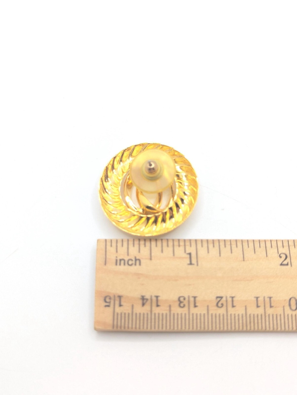 Vintage Gold Tone 1980s Large Stud Round Earrings 80s Openwork Lightweight Gift