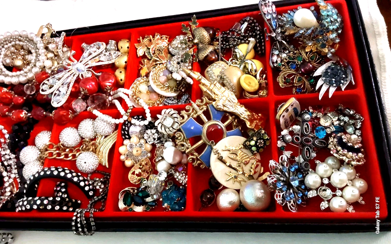 Vintage Rhinestone Necklace Brooch Earring Unique Mix Few Signed Repair Lot