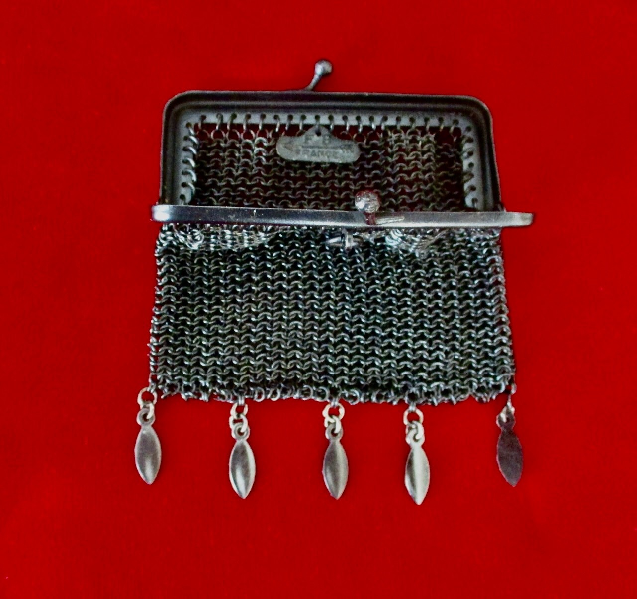 Antique Gunmetal Chatelaine Mesh Purse/Necklace/Victorian