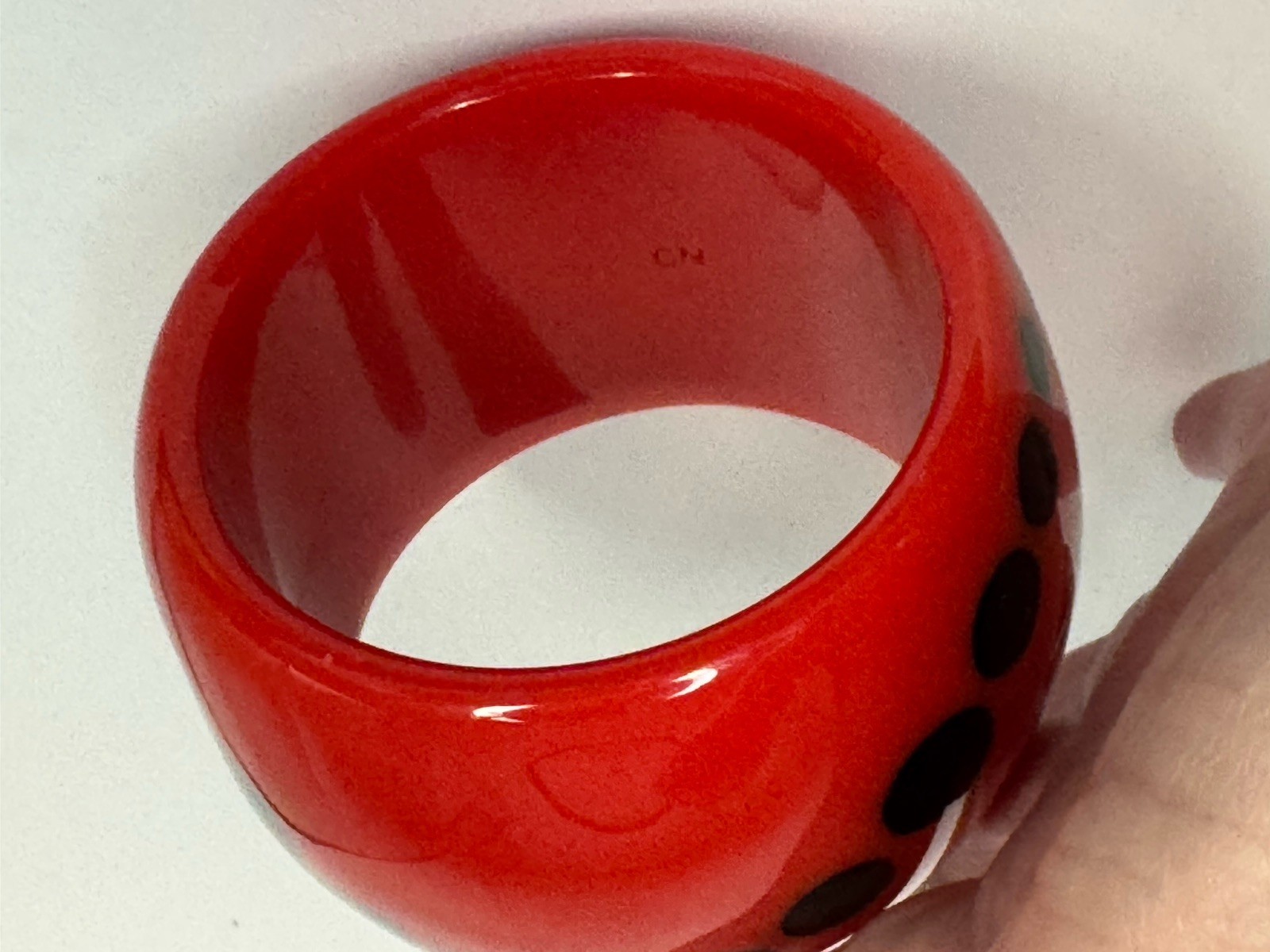 Rara Avis by Iris Apfel Red Plastic Style Dotted Bangle