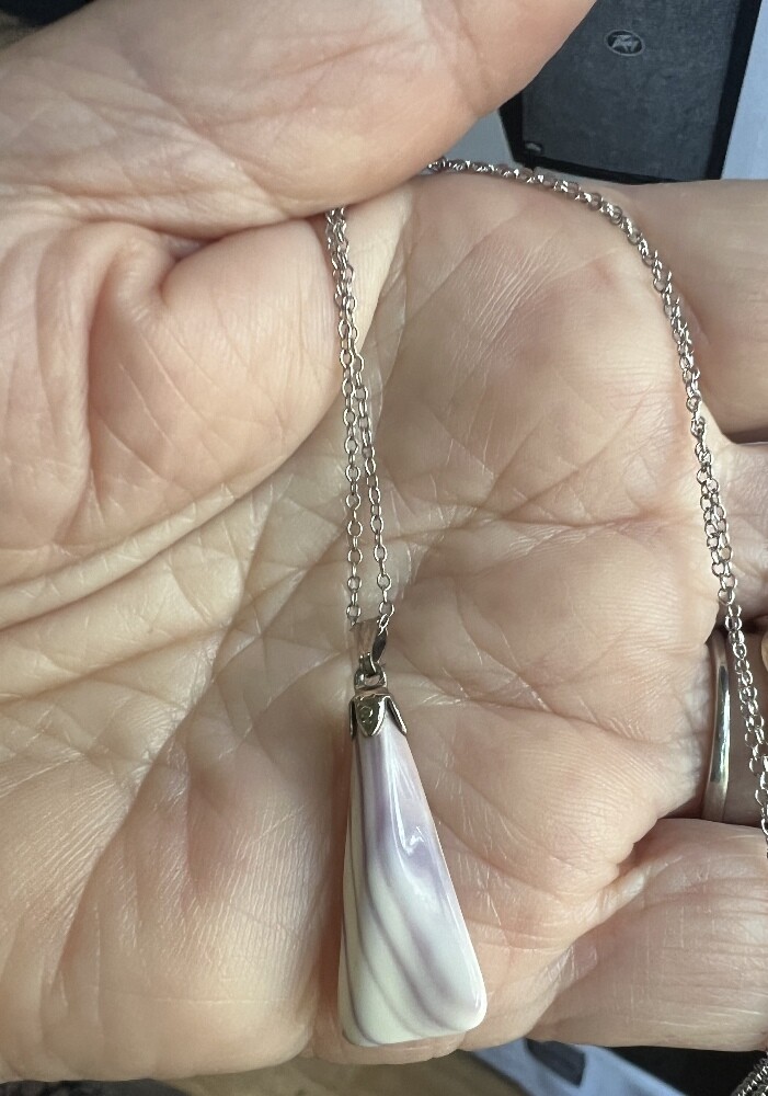 Vintage Sterling Navajo Wampum Purple Spiny Oyster Pendant Necklace 18″ Dainty